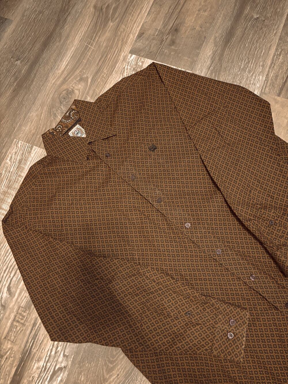 brown/gold cinch button up shirt
